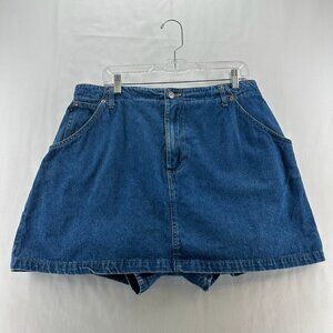 Vintage Trust Me Skort Sz XL Denim Mini Built In Short Medium Washed Cotton Blue